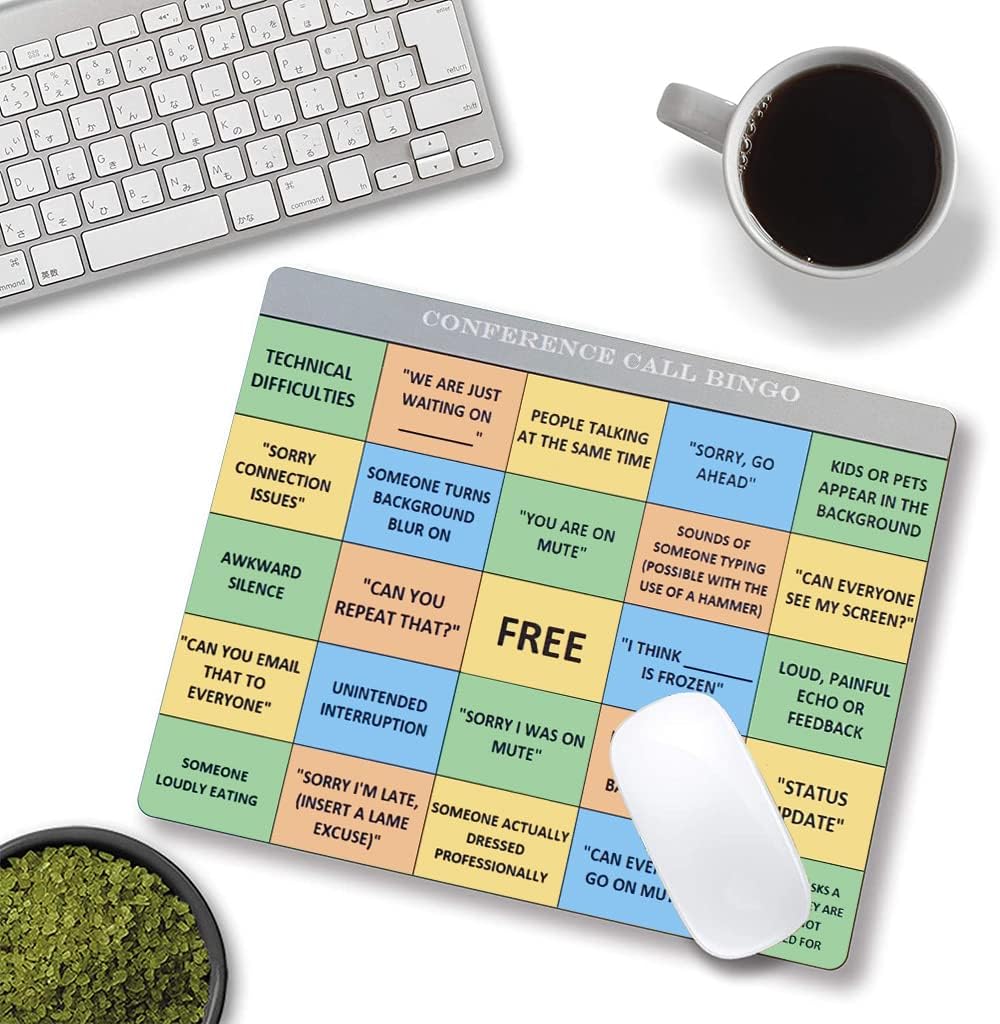 Conference Call Bingo Mouse Pad, Personalized Mouse Mat Waterproof Non-Slip Rubber Base MousePads for Office Home