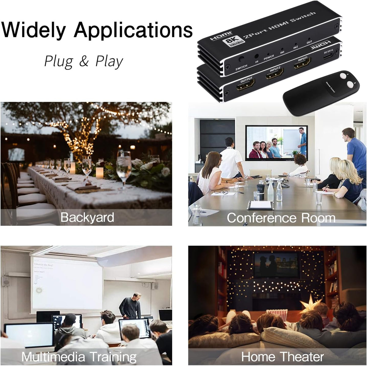 8K 2.1 2.1 2 1 8K@60Hz, 4K@144Hz, 4K@120Hz, 1080P@240Hz, 2.3, 3D, Dolby PS5 Enbuer HDMI Switch, HDMI Switcher in Out