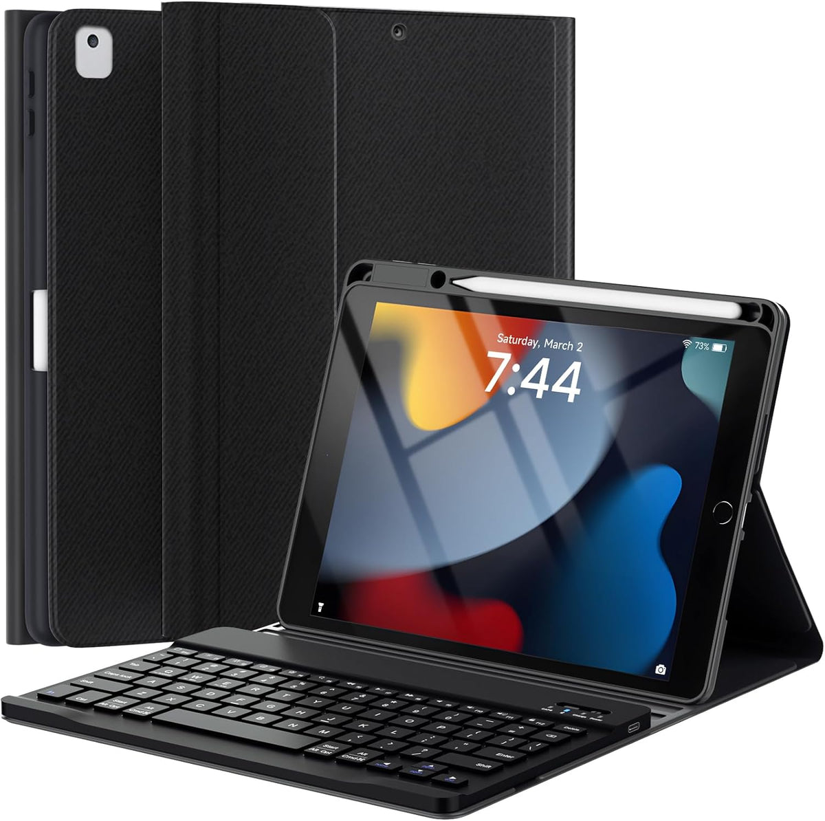 OYEEICE Keyboard Case for iPad 9th Generation - Wireless Detachable Keyboard Folio Cover with Pencil Holder for iPad 9th/8th/7th Gen 10.2 inch, iPad Pro 10.5" & iPad Air 3rd Gen - Black