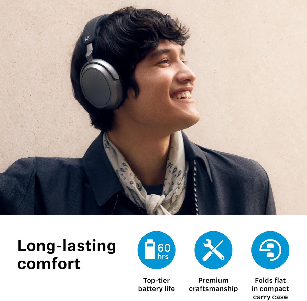 Sennheiser MOMENTUM 4 Headphones - Bluetooth Headset for Crystal-Clear Calls, Adaptive Noise Cancellation, 60h Battery Life, Lightweight, Graphite