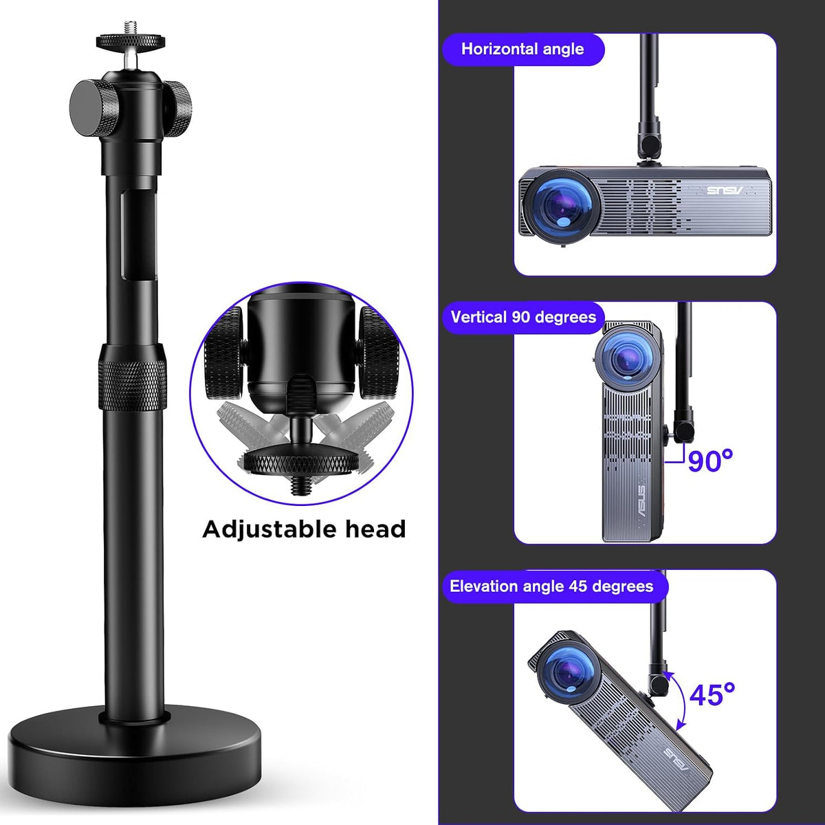 DAWASAPAT -Inch Projector Mount for Ceiling/Wall - Screw Adjustable Tilt&Swivel Hanging Wall Mount Hanger Rack