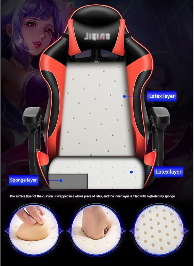 Office Swivel Chair Computer Chair Boys Gaming Chair Ergonomic Chair Seat Home Office Game Chair Lift Reclining Swivel Chair Office Chair (Size:Aluminum Alloy feetColor:White)