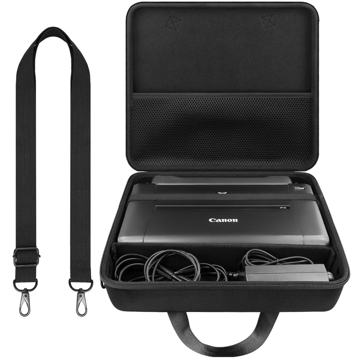 co2CREA Hard Travel Case Replacement for Canon PIXMA TR160 / TR150 / iP110 Wireless Portable Printer (All Black Case)