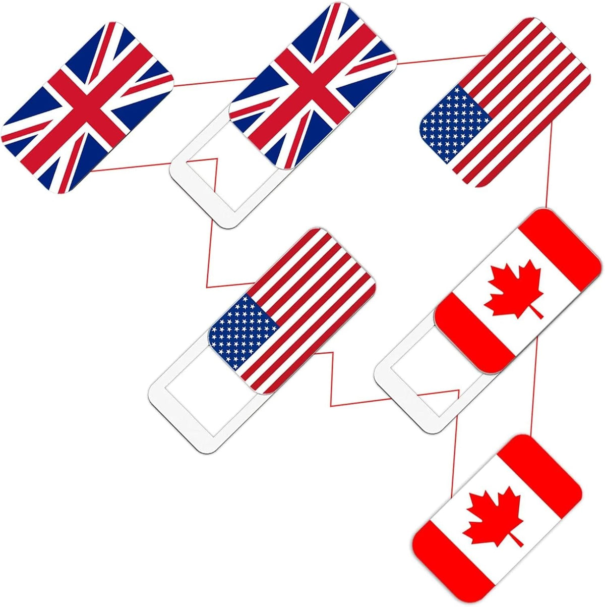 Laptop Camera Cover Slide, Webcam Cover Slide, Ultra-Thin, Nation Flag Pattern Design, 6 Pack
