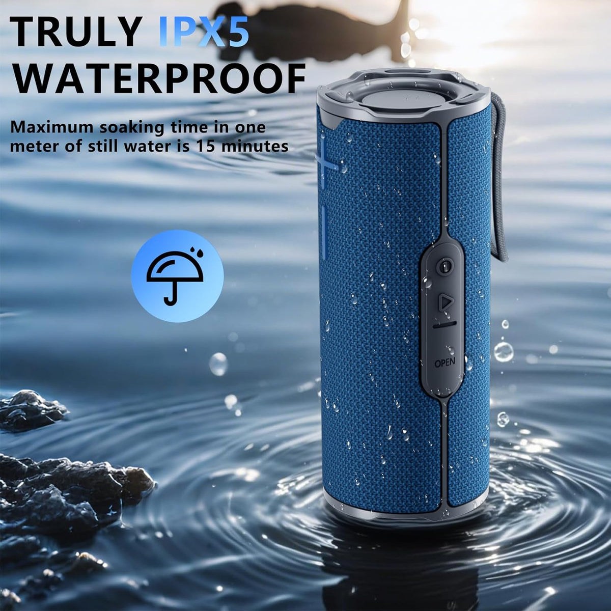 COOPERS Portable Bluetooth Speaker, Wireless Bluetooth Speaker, IPX5 Waterproof Speakers with RGB Lights, Loud Stereo Sound Deep Bass, Long Playtime TWS Pairing for Home/Party/Outdoor Beach