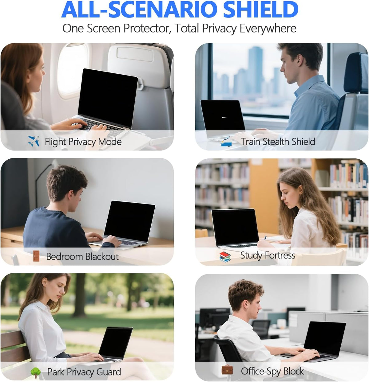 Magnetic Privacy Screen Protector for MacBook Air 13.6 & 13 Inch 2022-2025 (M2/M3/M4) | Removable Anti-Spy Glare Blue Light Shield, 13.6inch Mac Laptop Privacy Filter