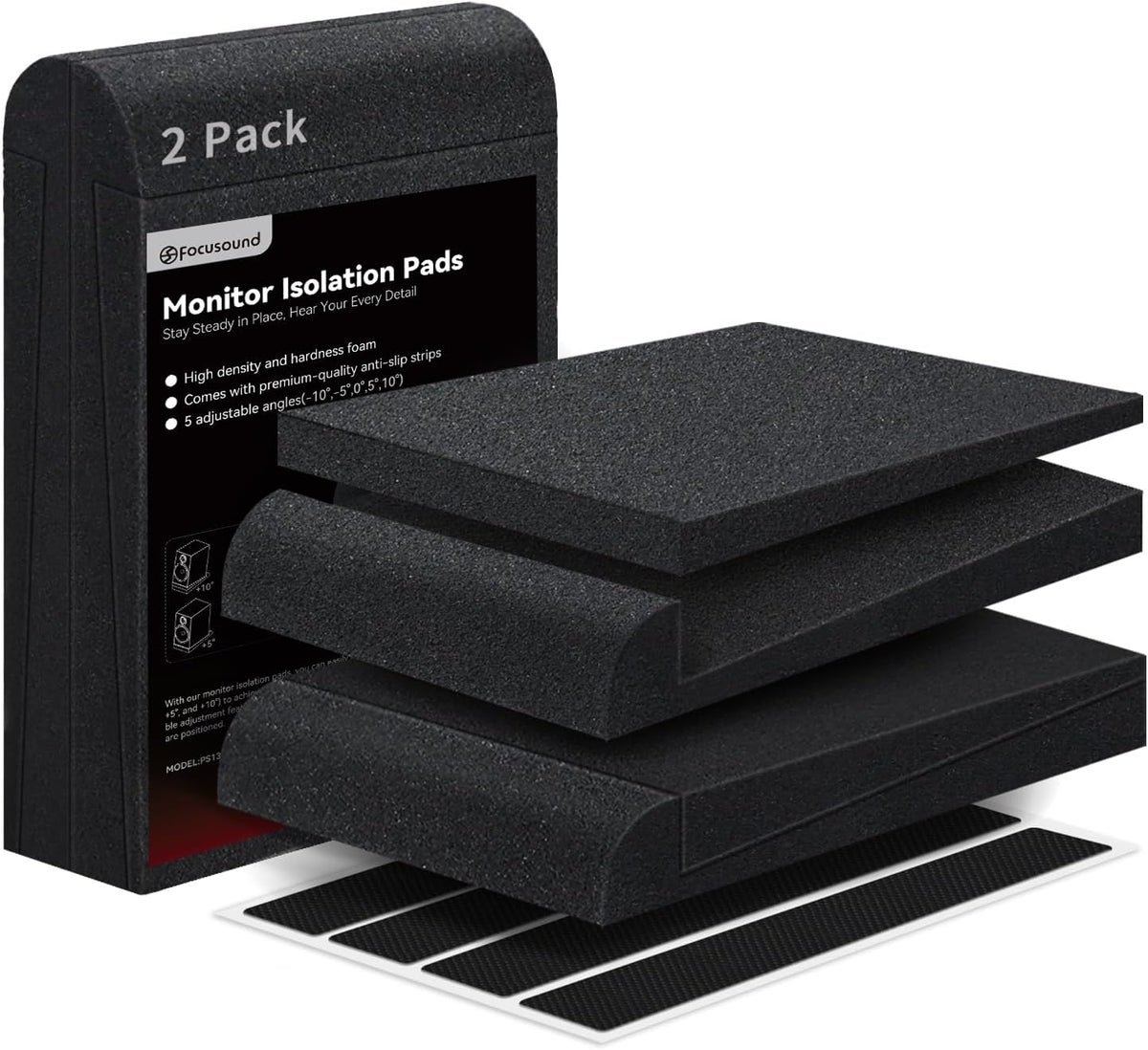 Focusound Studio Monitor Isolation pads for 5 Inches Monitors, 2 Pack High Density Acoustic Speaker Isolation Pads Foam