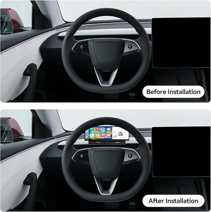 10.88 Inch Head Up Display Compatible with Tesla Model 3 2017-2023 Model Y 2019-2024 Smart Dashboard Touch Screen Instrument Cluster Display with Wireless CarPlay/Android Auto/Camera/Air Vent