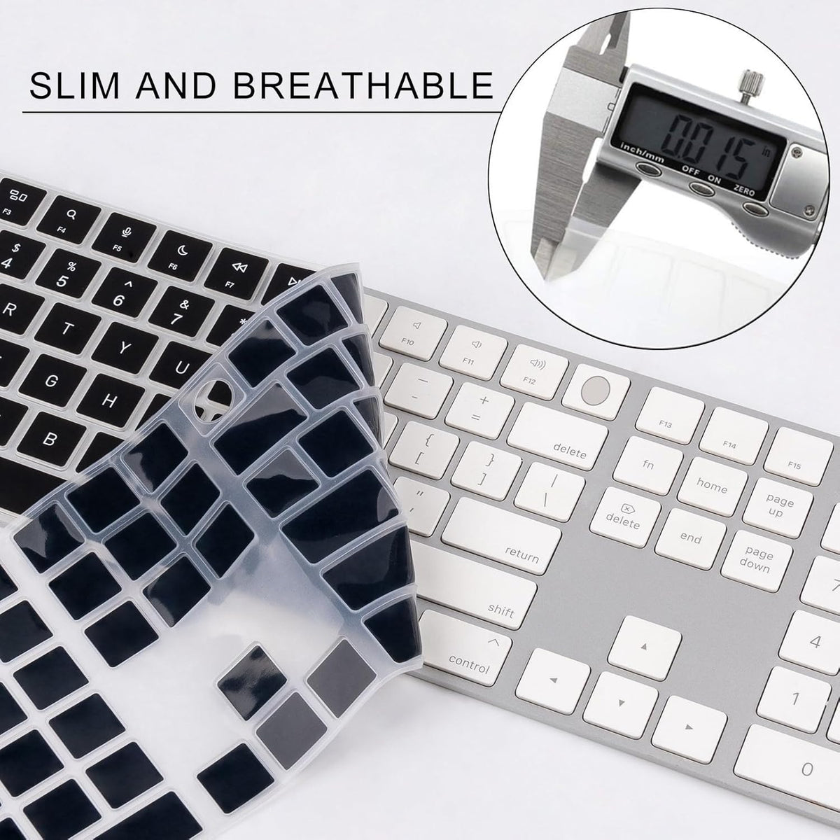 Allinside Black Keyboard Cover for 2024 Mac Magic Keyboard with Touch ID and Numeric Keypad A3119 US Layout