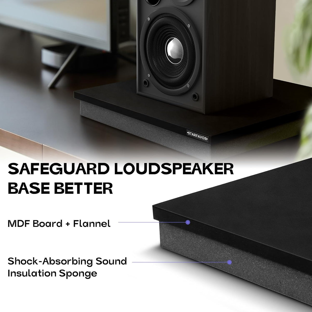 Starfavor Subwoofer Isolation Pad for 8-10 inches Subwoofers,15"*15"*2.1"Isolation Platform Acoustic Riser Pad,Audio Acoustic Noise Isolation Platform Pads for Studio Monitor,Subwoofer,Loud Speakers