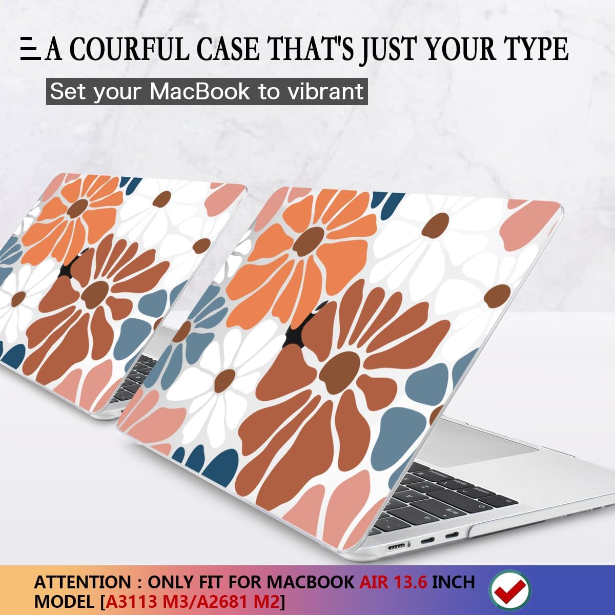 CISSOOK Compatible with MacBook Air 13.6 inch Case M4 M3 M2, Plastic Hard Shell Case Keyboard Cover Screen Protector for MacBook Air 13 2025 2024 2023 2022 Model A3240 A3113 A2681, Vintage Flowers
