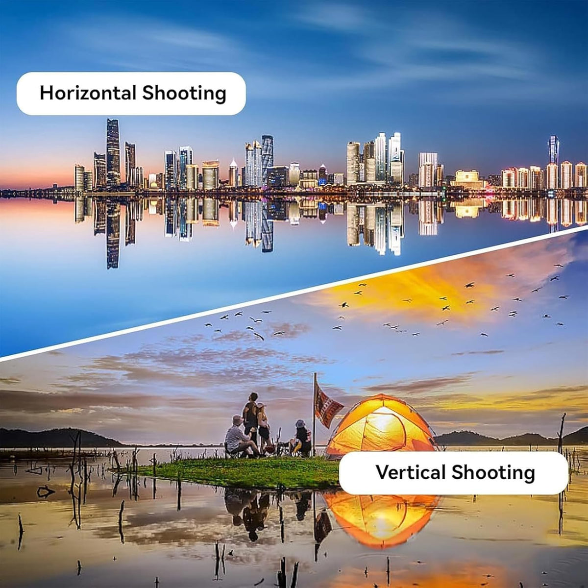 Mirror Effect Lens - Capture Stunning Reflections Instantly, Smartphone Camera Mirror Reflection Clip Kit, Adjustable HD Glass Smartphone Photography Flip Mirror, for Travel Photography (Black)