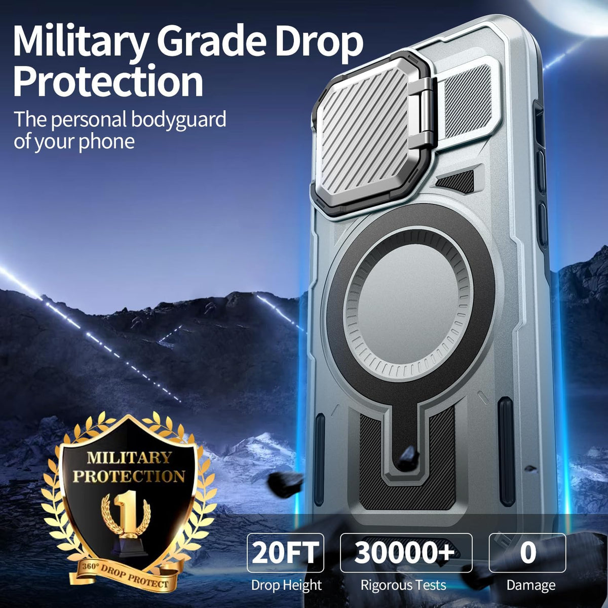 Camera Stand Case for iPhone 14 Plus, [Compatible with Mag Safe] [Lens Cover] 2024 Version Military Grade Protective Soft Case for iPhone 14 Plus 6.7 inch Men Women,Grey