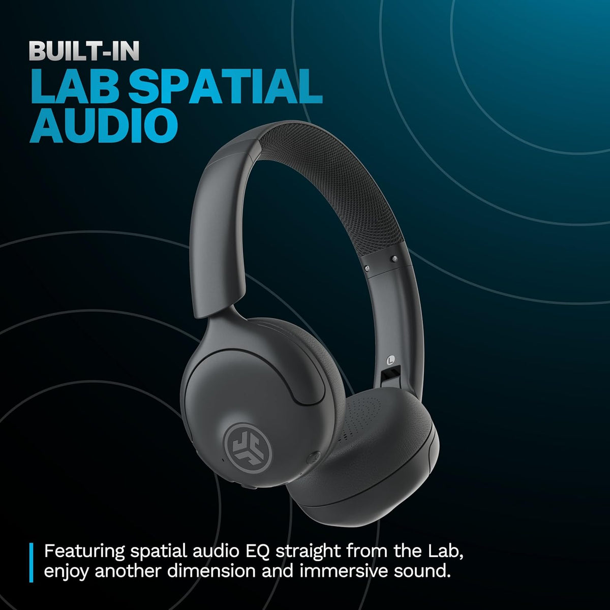 JLab Go Lux ANC Wireless Headphones, Graphite, Hybrid Active Noise Cancelling, Premium On-Ear Bluetooth Headset, Customizable Sound, Be Aware Mode, Cloud Foam Comfort, Multipoint Connection