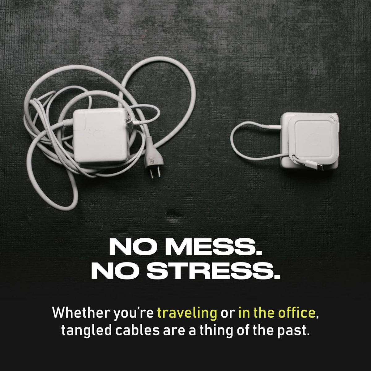 Fuse Reel The Side Kick Collapsible Charger Organizer and Travel Accessory,Usb-c, Compatible with MacBook and PC