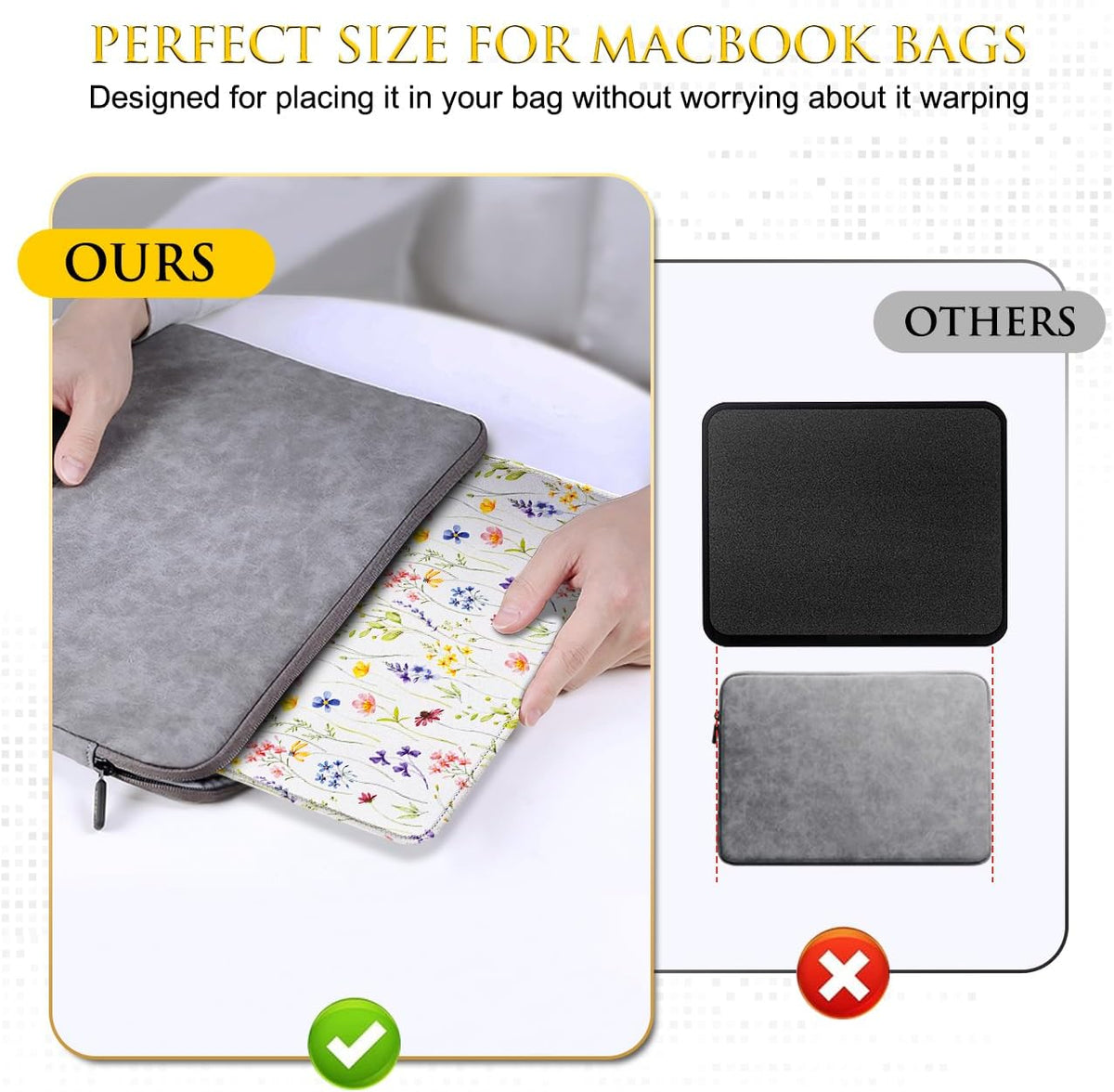 JIKIOU 3 Pack Mouse Pad with Stitched Edge, Comfortable Mouse Pads with Non-Slip Rubber Base, Washable Mousepads Bulk with Lycra Cloth, Mouse Pads for Computers Laptop Mouse 10.2x8.3in White Flowers