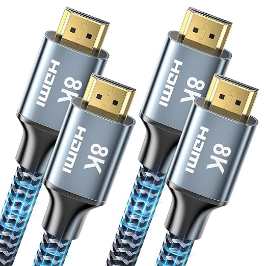 CABNEER 8K HDMI Cable 15 ft 2Pack, 48Gbps High Speed HDMI 2.1 Cable, Braided HDMI Cable 2.1 8K 60Hz 4K 120Hz Support for HDR eARC HDCP 2.2/2.3, HDMI Cord Compatible with HDTV, Laptop, Monitor, PC