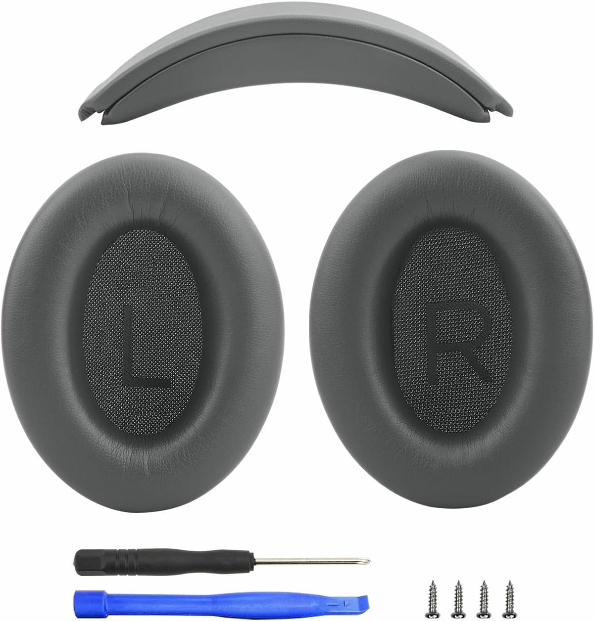Ear Cushion and Protein Leather Replacement Headband Pad Kit for Bose QuietComfort 35 45 QC35 QC45 with Noise Isolation Memory Foam (Dark Gray)