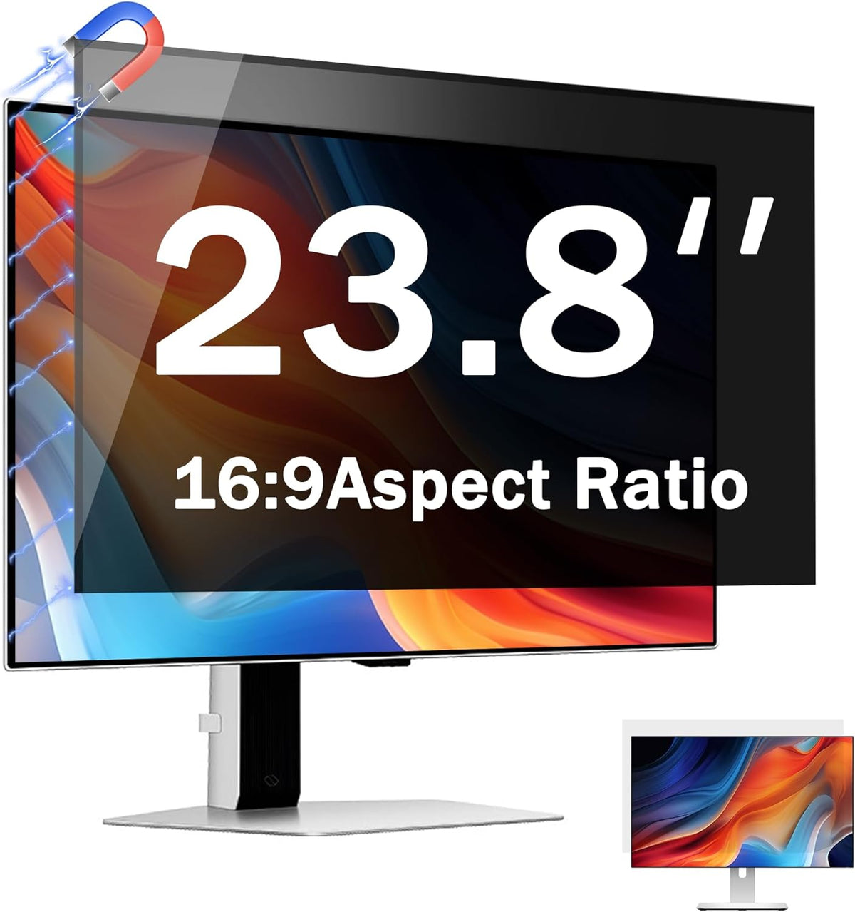 [2 Pack] 23.8 Inch Computer Privacy Screen Filter for Monitor 16:9, Magnetic Privacy Shield and Anti-Glare Blue Light Protector for 23.8'' Monitor