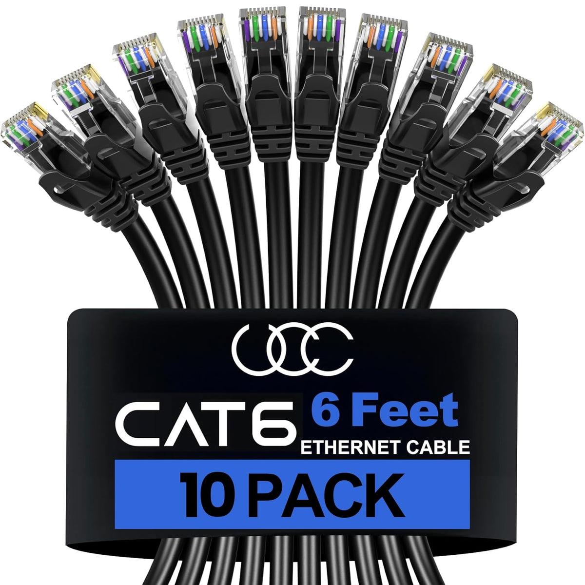6 6 (10 Pack), Cat6 10Gbps 500Mhz RJ45 PS4/5 Ultra Clarity Cables Cat Ethernet Cable Feet Patch Cable, High Speed