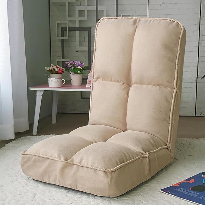 NaKeah Folding Sofa Chair 6-Position Adjustable Floor Lazy Recliner High Back Reading Gaming Lounge Chair for Living Room Bedroom OfficeDL
