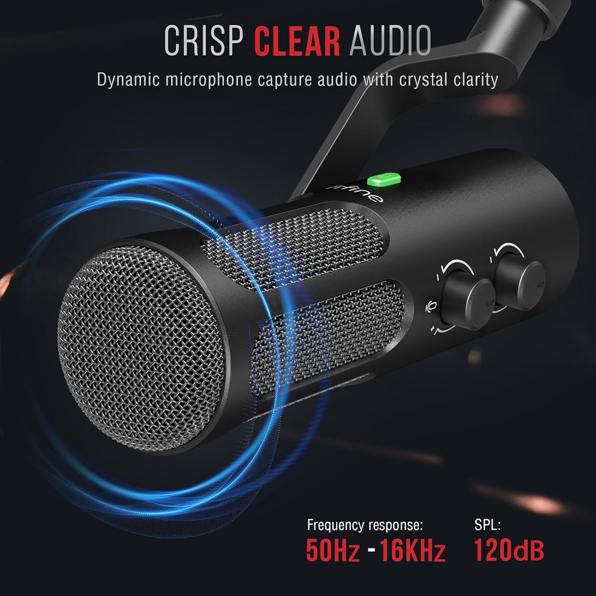 FIFINE XLR/USB Podcast Dynamic Microphone for Streaming, Studio XLR Microphone, PC Streamer Mic All Metal with Mute Button, Headphone Jack, for Vocal Voice Over Music Recording-AmpliTank Tank3