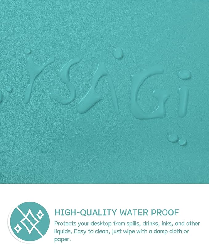 YSAGi Non-Slip Leather Desk Pad, Waterproof Laptop Computer Desk Keyboard Mat, Table Protector Blotter Mat, Large Mouse Pad for Office/Work/Home/Decor(Green Blue, 31.5" x 15.7")