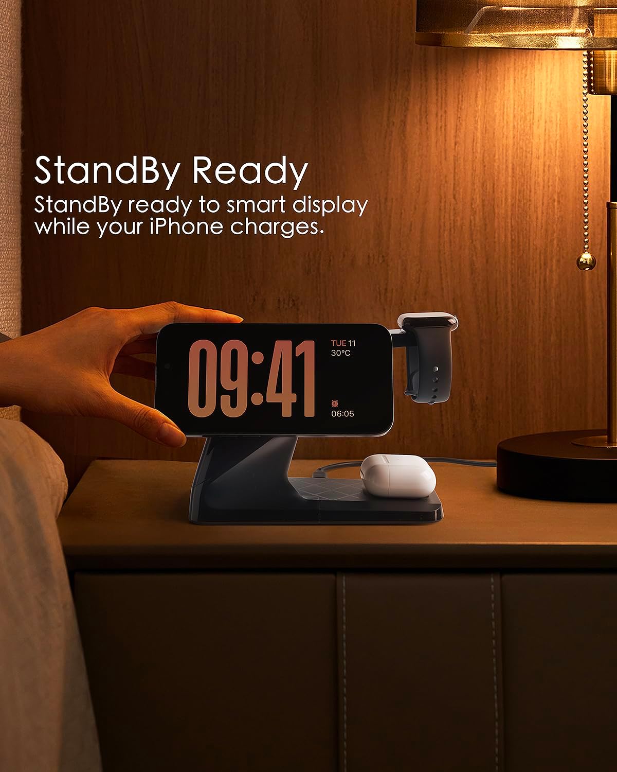 3 in 1 Charging Station for Apple Devices, Mag-Safe Charger Stand, Wireless Charger for iPhone 16/15/14/13/12 Series,& AirPods,& iWatch, Adapter Not Included