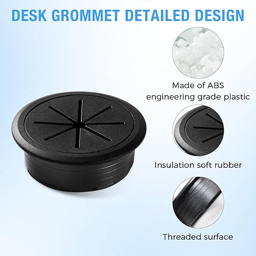 BOPOREAE 2 Pcs Desk Grommet 2" (50mm), Desk Hole Cover for Cables
