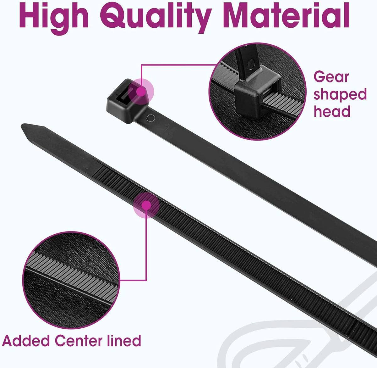 200 24 Inch 500lbs PCS Zip Ties Heavy Duty, Large Cable Ties Tensile Strength, Black Zip Ties for Indoor and Outdoor