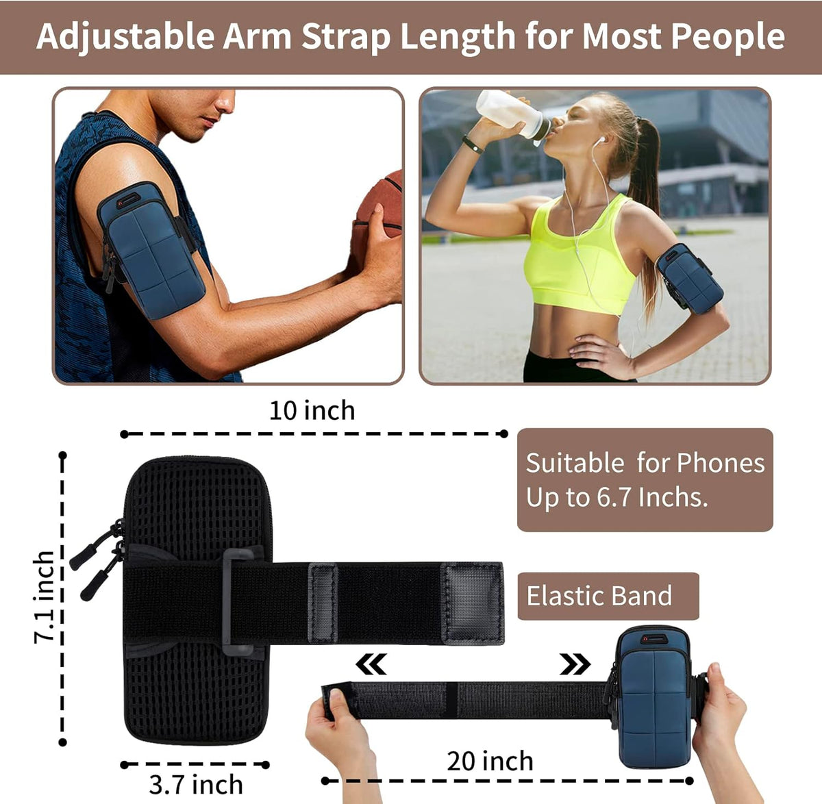 Phone Holder, Arm Bands for Workout, Use for Running, Walking, Hiking & Biking (Blue)