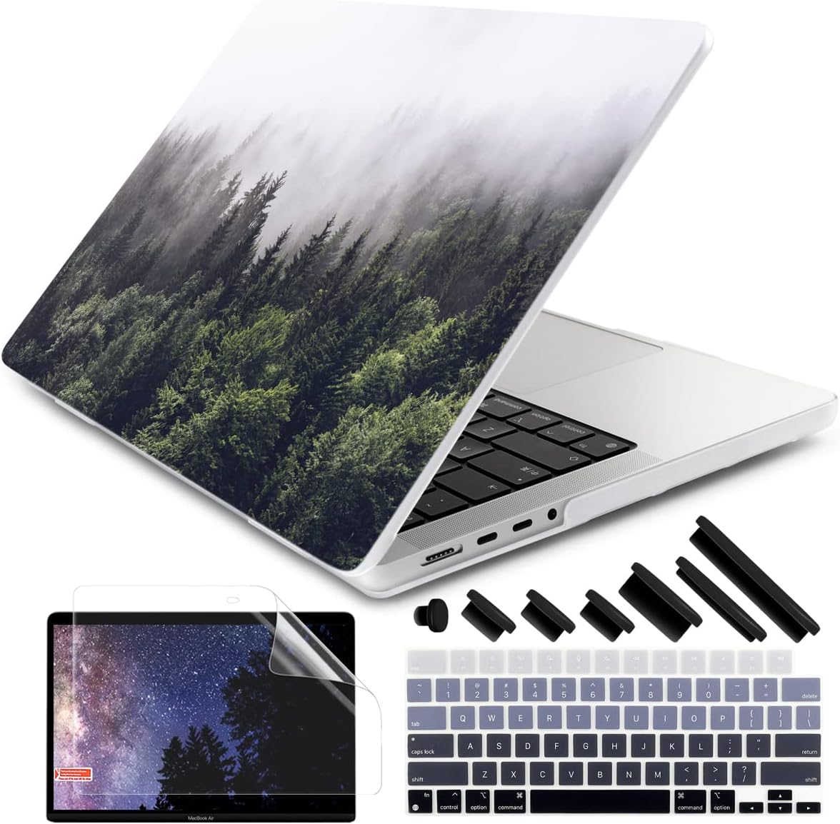 DONGKE for M4 MacBook Pro 16 Inch Case 2024 2023 2021 A3403 A3186 M3 A2991 M2 A2780 M1 A2485 Pro/Max Chip, Plastic Hard Shell Case & Keyboard Cover for Mac Pro 16 with Touch ID, Forest