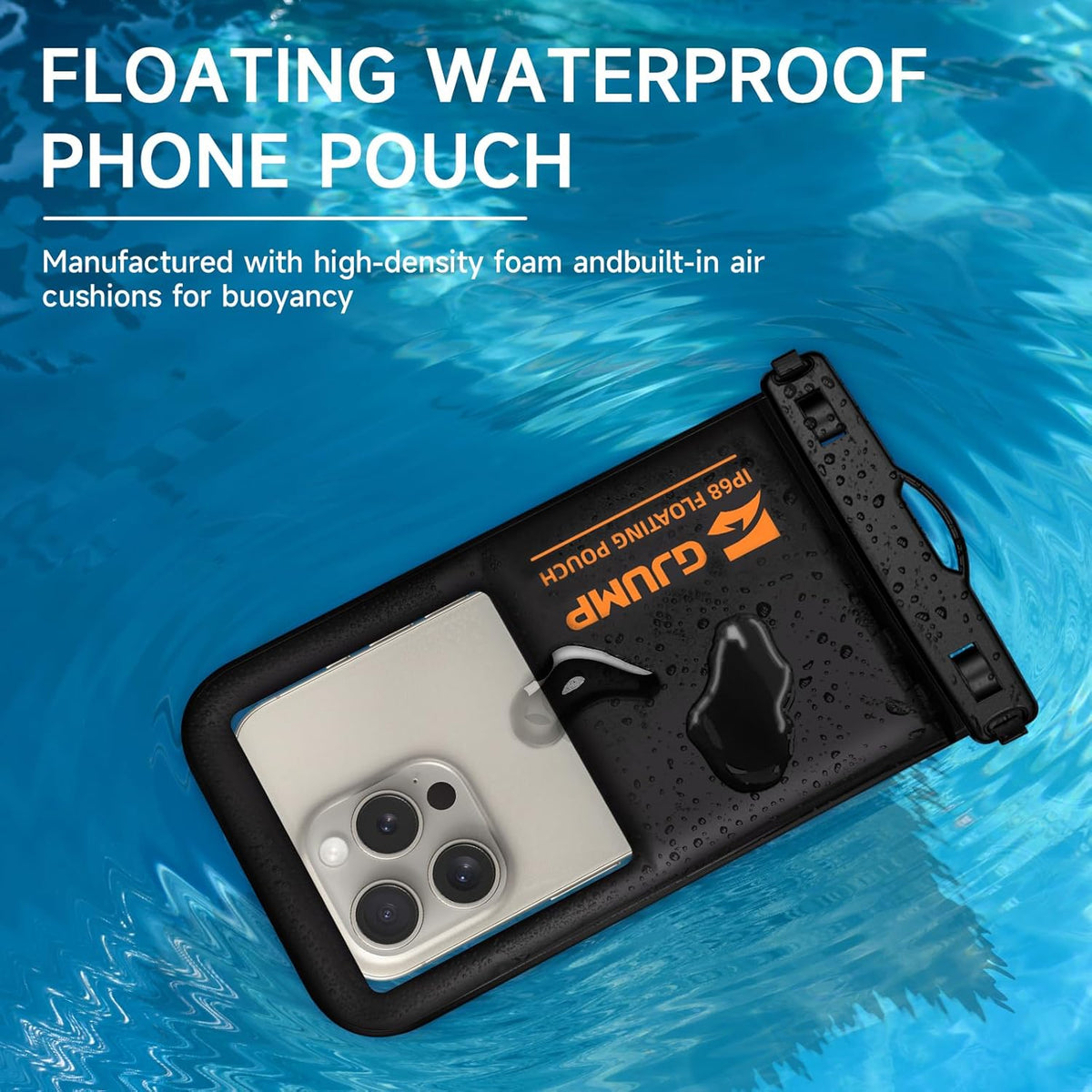 2 Pack Floating Waterproof Phone Pouch, Up to 8.3" IP68 Cellphone Dry Bag Compatible for iPhone 16 15 14 13 Pro Max Samsung Galaxy, Essential for Beach Cruise Ship (Orange*2)