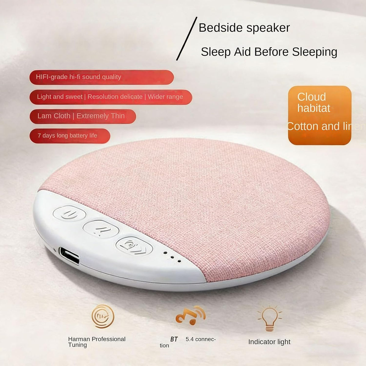 Generic Sleep Headphones Speaker - White Noise Portable Sound, Machine, Ultra Thin Under Pillow Audio Device with Auto