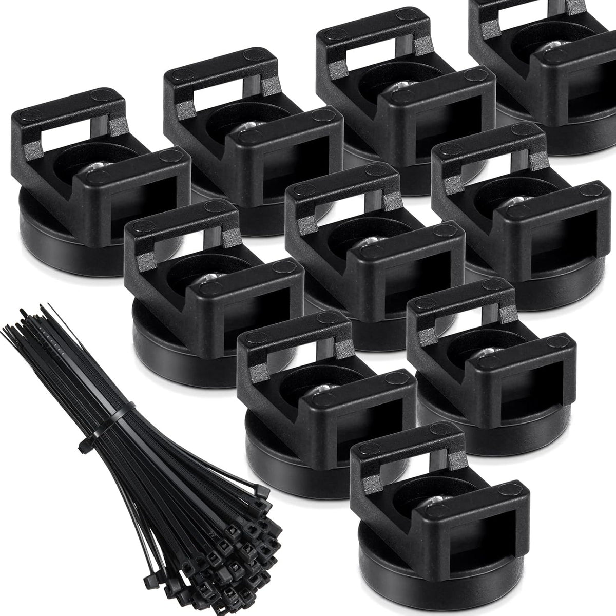 60 (22 mm) Yookeer Pieces Magnetic Zip Tie Mount Multipurpose Cable Holder Magnets Magnetic Wire Management Bases