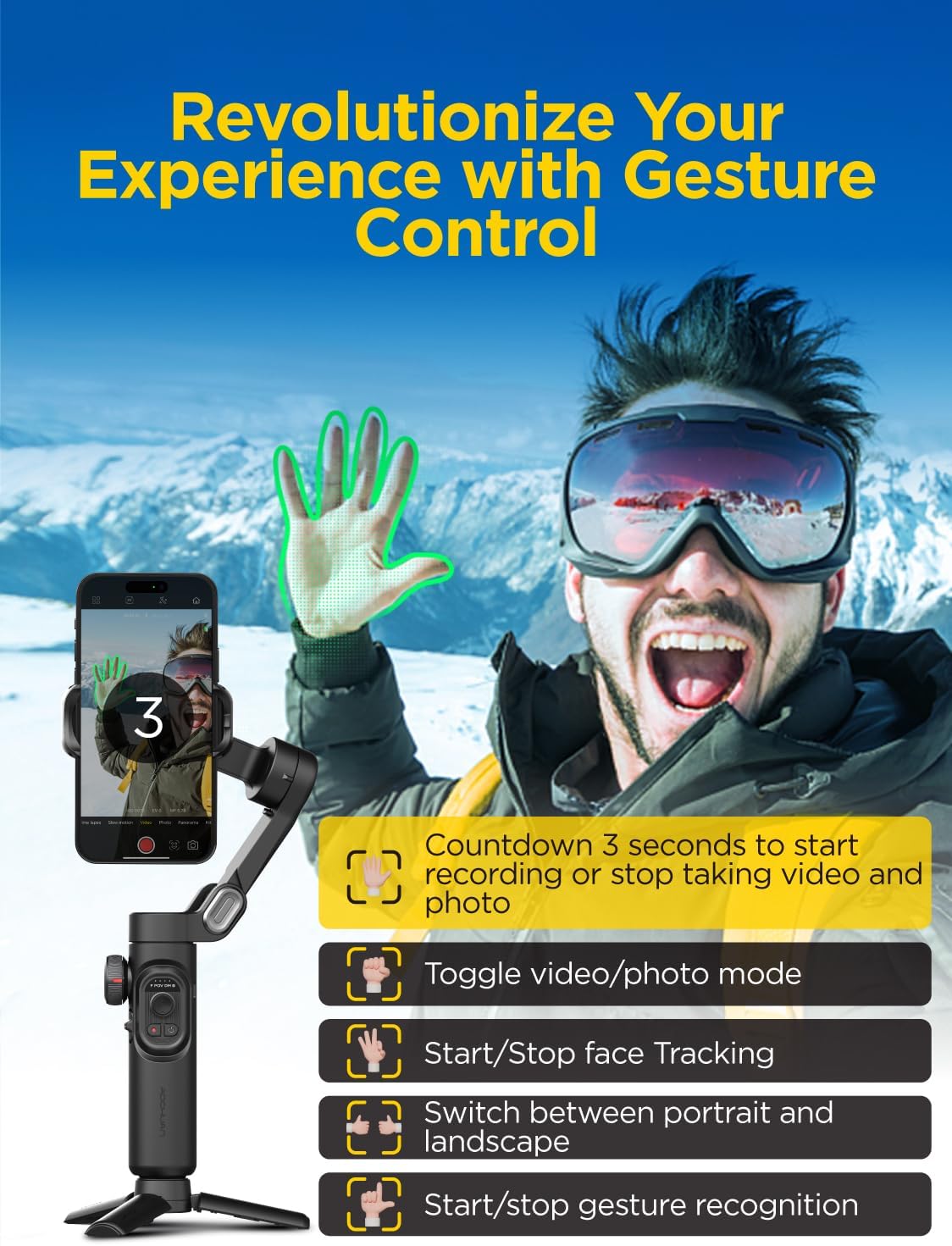 Gimbal Stabilizer for Smartphone, iPhone Gimbal w/Focus Wheel Face/Object Tracking for iPhone 16 15 Pro Max/Android Foldable 3-Axis Handheld Phone Stabilizer for Video Recording -Smart XE