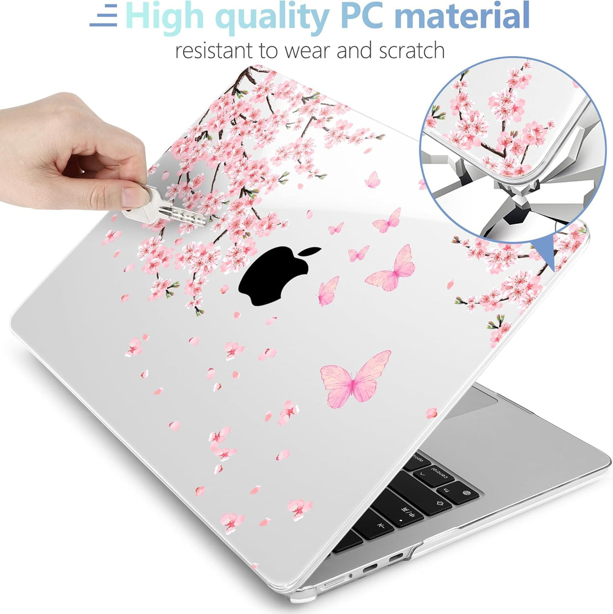 MEEgoodo Case for M4/M3/M2 MacBook Air 13.6 inch Case 2025 2024 2022, Fit Model A3240/A3113/A2681, Laptop Hard Shell with Keyboard Cover Compatible with MacBook Air 13 inch, Cherry Blossoms