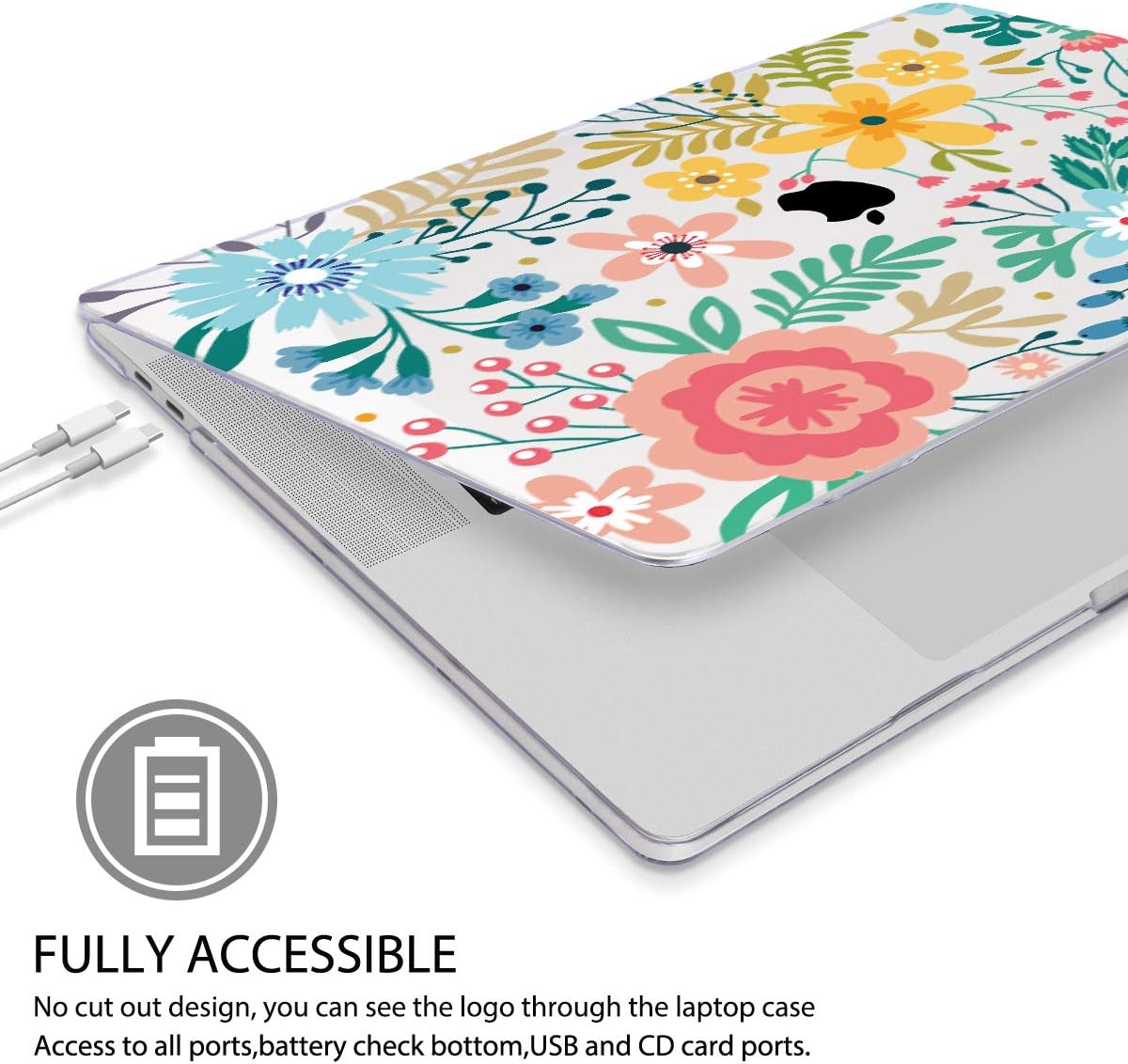 Mektron for MacBook Air 13 Case A1466/A1369 (2010-2017 Release), Snap-on Plastic Hard Shell Cover for MacBook Air 13.3 inch with Keyboard Cover,Garden Flowers