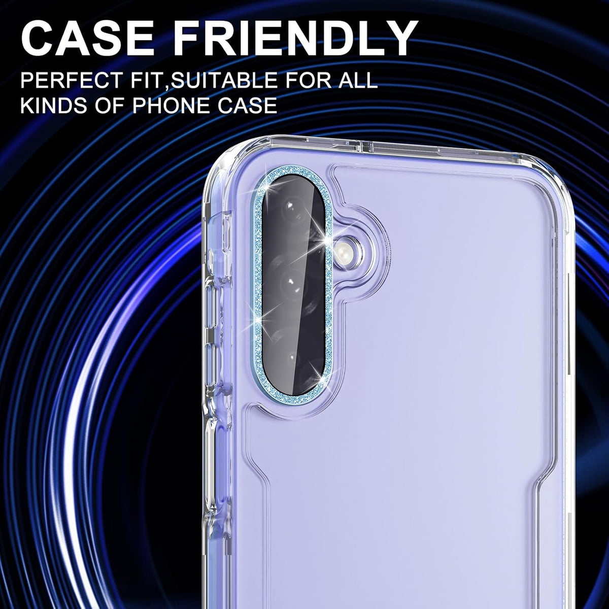 for Samsung Galaxy A26/A36/A56 Camera Lens Protector, Individual Metal Ring Tempered Glass Lens Cover, [Strong Adsorption] Scratch Resistant Ultra-Thin HD Clear Lens Cover, 1 Set-Blue