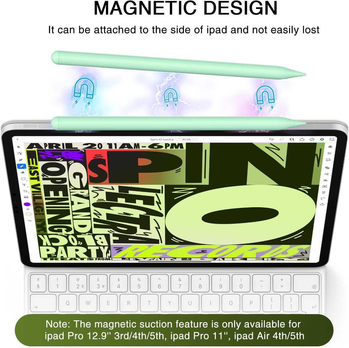 Pen for iPad 2018-2025, HATOKU 15 Mins Fast Charging Pencil 1st Gen with Tilt & Palm Rejection Compatible with iPad Air 3/4/5/M2/M3, iPad mini 5/6, iPad 6/7/8/9/10/11, iPad Pro 11"/12.9"/M4 (Green)