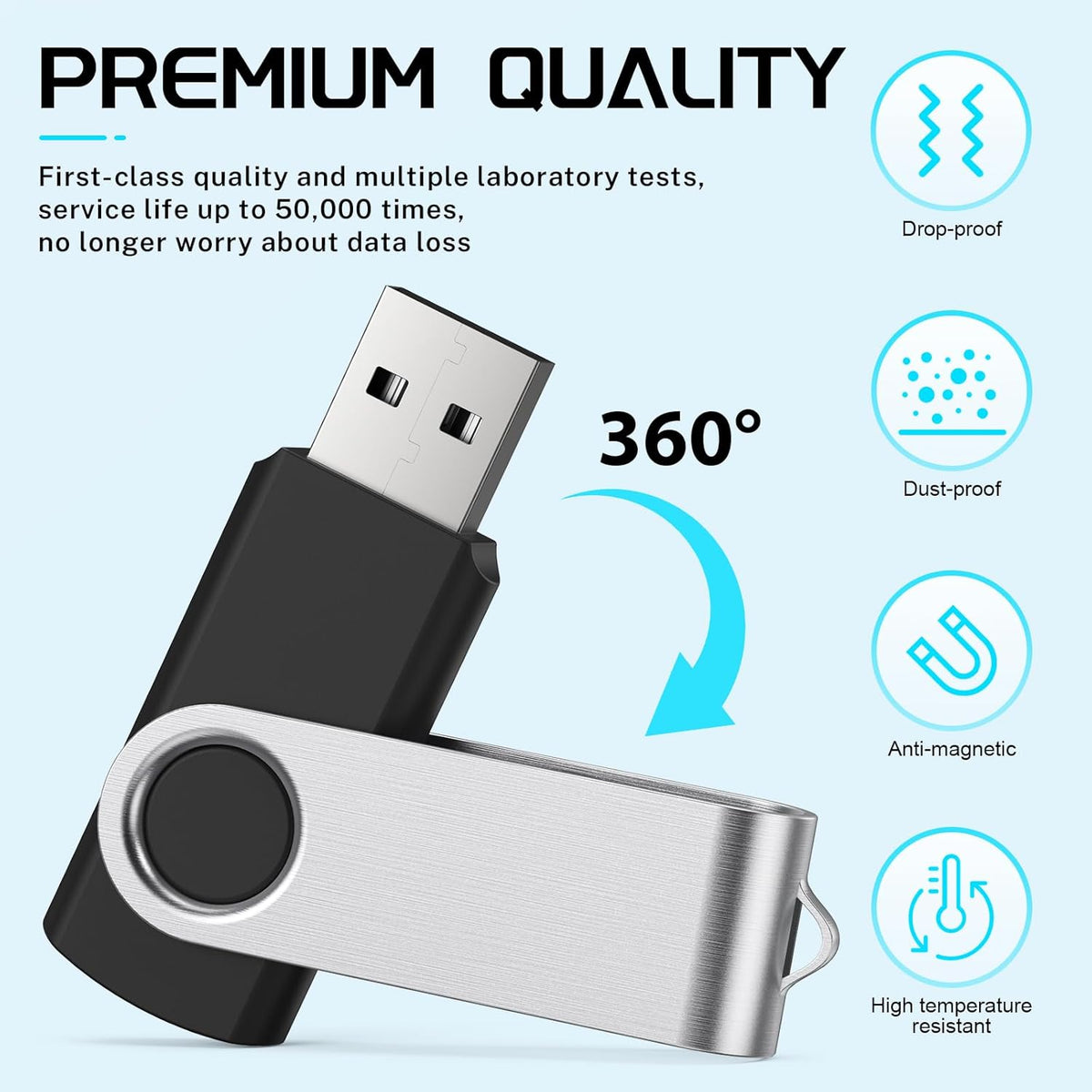 FEBNISCTE 16GB Flash Drive, Jump Drive 10 Pack, Memoria USB 2.0 Multi-Coloured, USB Thumb Drive 16gb Swivel mit 10 Cords Jump Drive with LED Light for Data Storage/Transfer