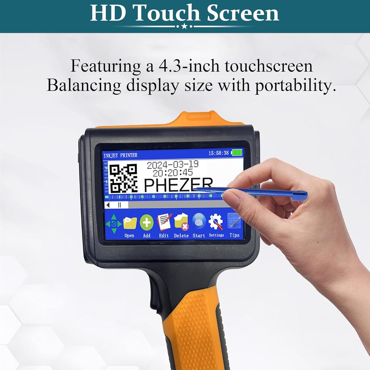 P19 Handheld Inkjet Printer for Any Surface, Portable 360° All-Round Coding Machine Print Height 2-12.7mm for Date/Time/Barcode/QR Code/Logo, with Cartridge(Anti-Slip Handle, Upgrade Version)