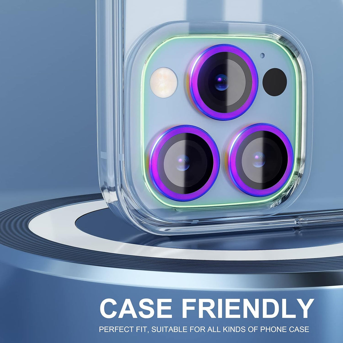 Choiche [3+1 for iPhone 13 Pro/iPhone 13 Pro Max Camera Lens Protector, 9H Tempered Glass Camera Cover Screen Protector Metal Ring Decoration Accessories (Colorful)