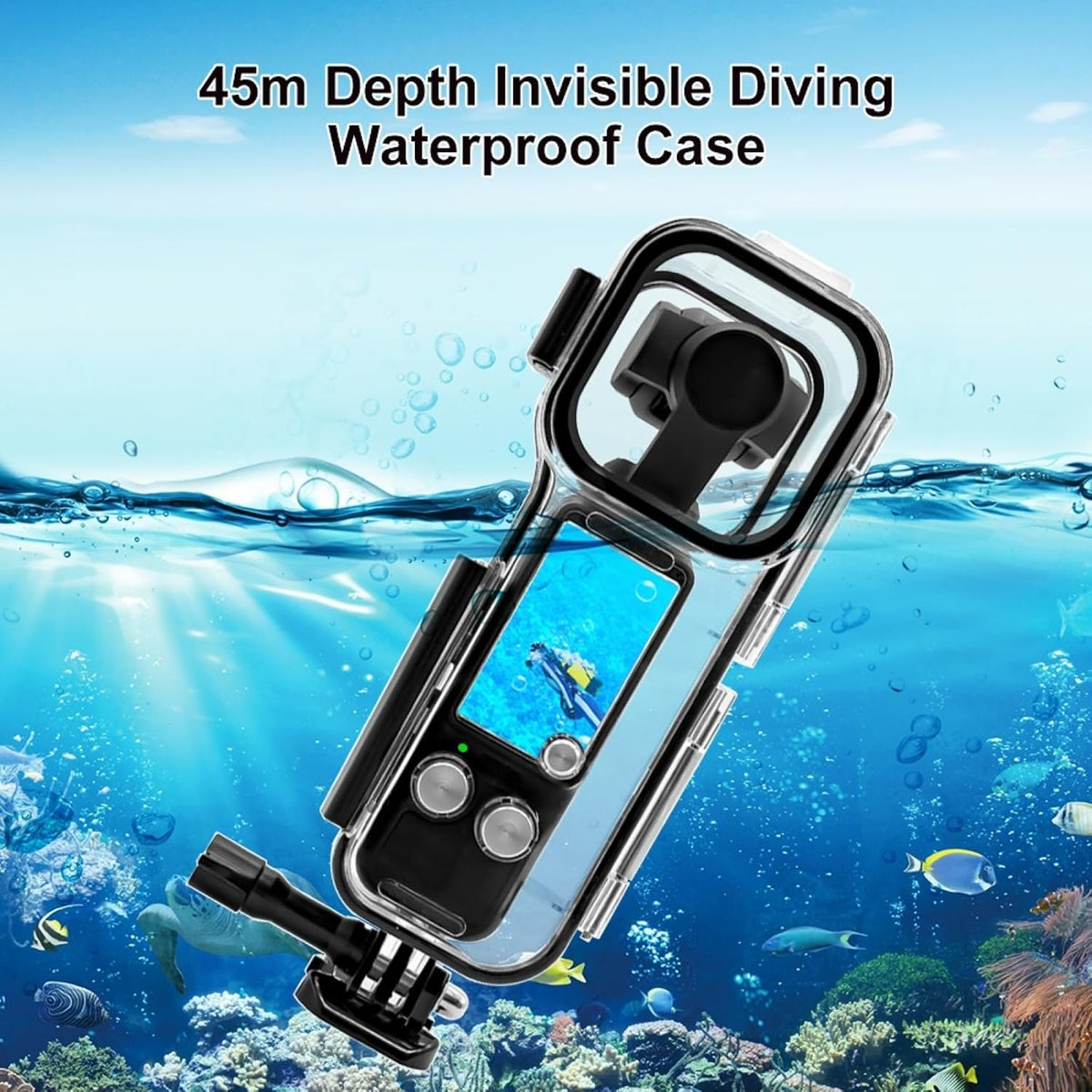PULUZ Dive Case for DJI Osmo Pocket 3 Waterproof Case PC Protective Shell 45M/147FT Underwater Diving Housing Cover with Accessories for Osmo Pocket 3 Action Camera