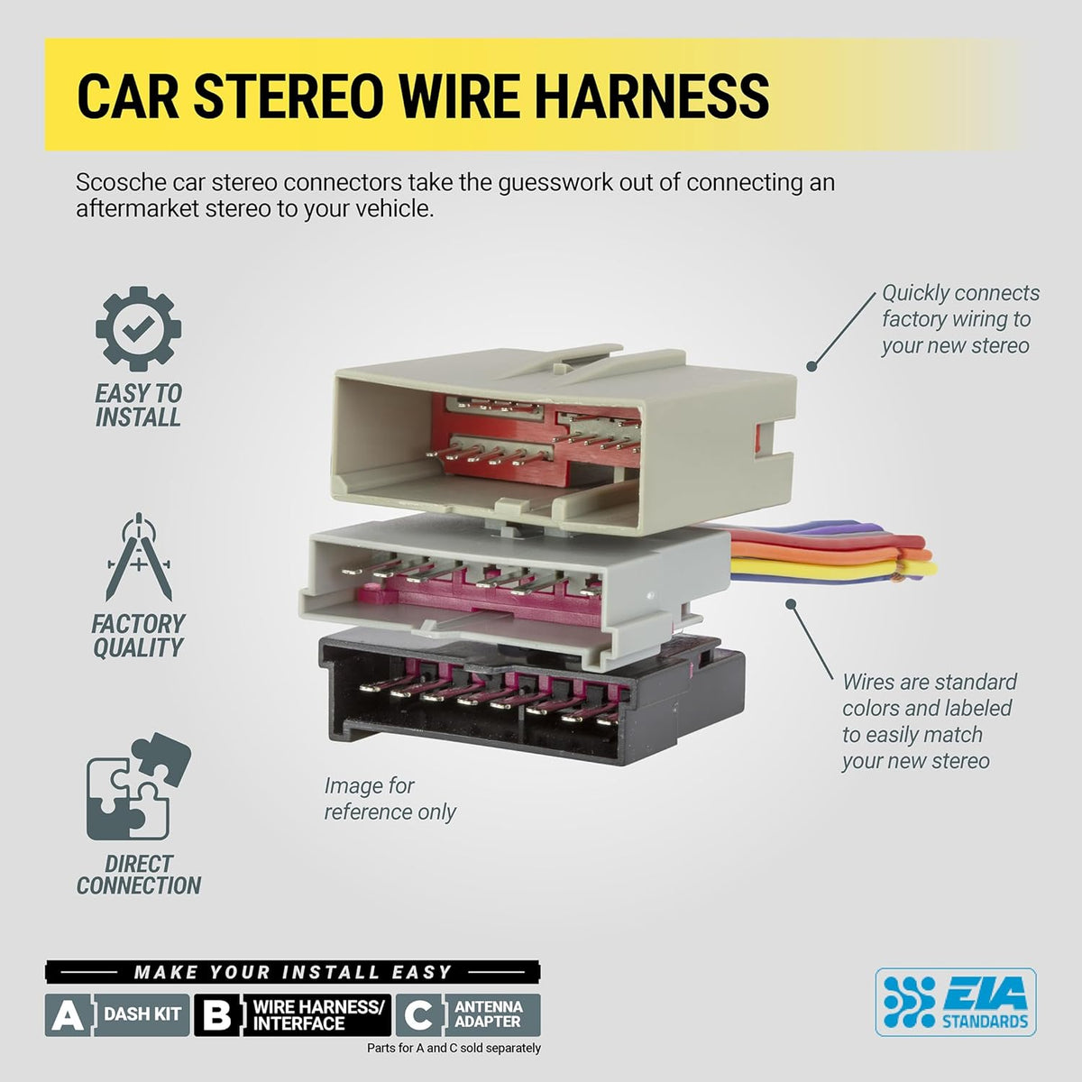 GM18B 2007-2011 Scosche Car Radio Wiring Harness Compatible with Select Non-Amplified Chevrolet Aveo - Aftermarket