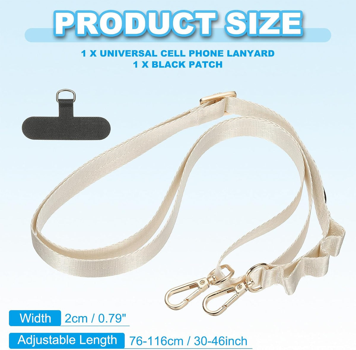 PATIKIL Universal Cell Phone Lanyard, Adjustable Crossbody Phone Strap Anti-Theft Polyester Neck Lanyard with Patches for Concerts Gym Travel Secure Hands-Free Carry, White