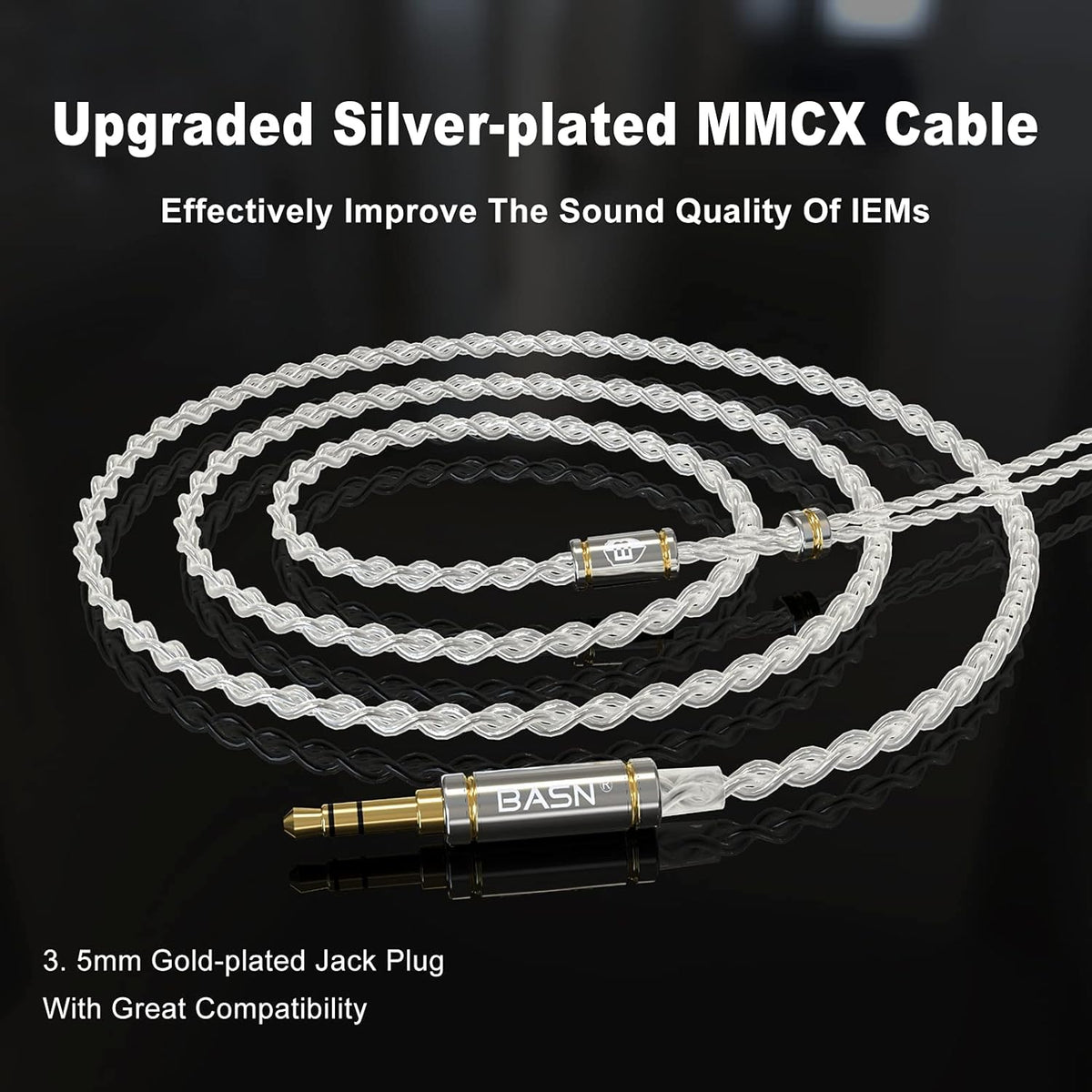 BASN MMCX in-Ear Monitors with Sound Isolation, Triple Driver Musicians HiFi Stereo IEMs Headphones with Upgraded Detachable Cables (Forest Green)