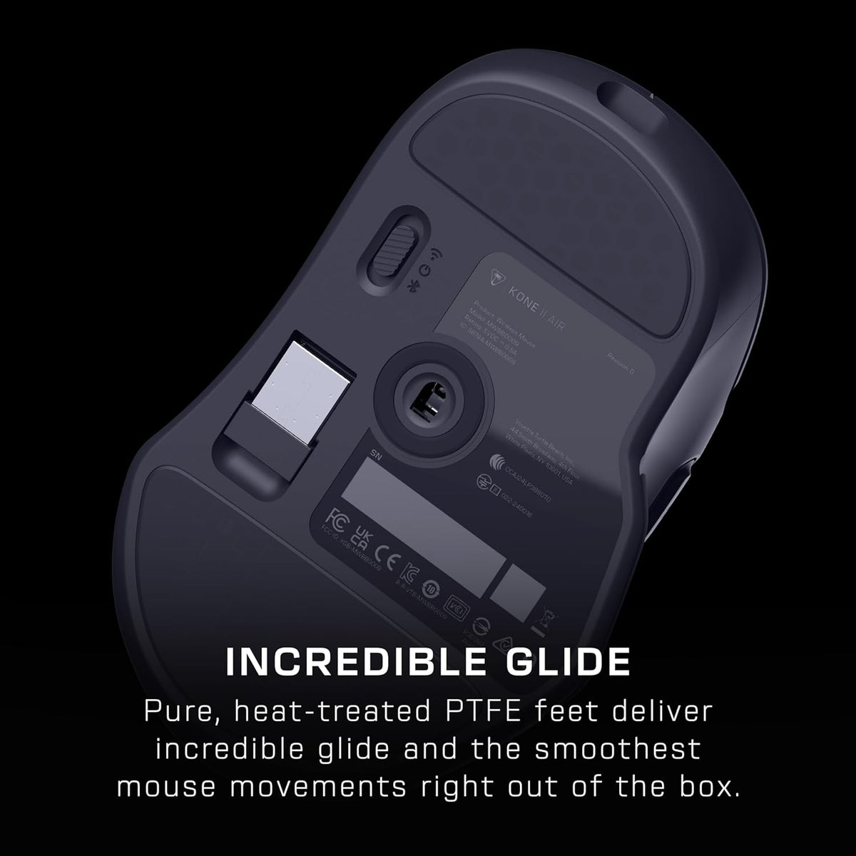 Turtle Beach Kone II Air – Wireless Ergonomic RGB Gaming Mouse, 350-Hr Battery, 26K DPI Optical Sensor, 100M Click Optical Switches, 21 Customizable Inputs, 4D Free-Spin Scroll Wheel – Ash Black