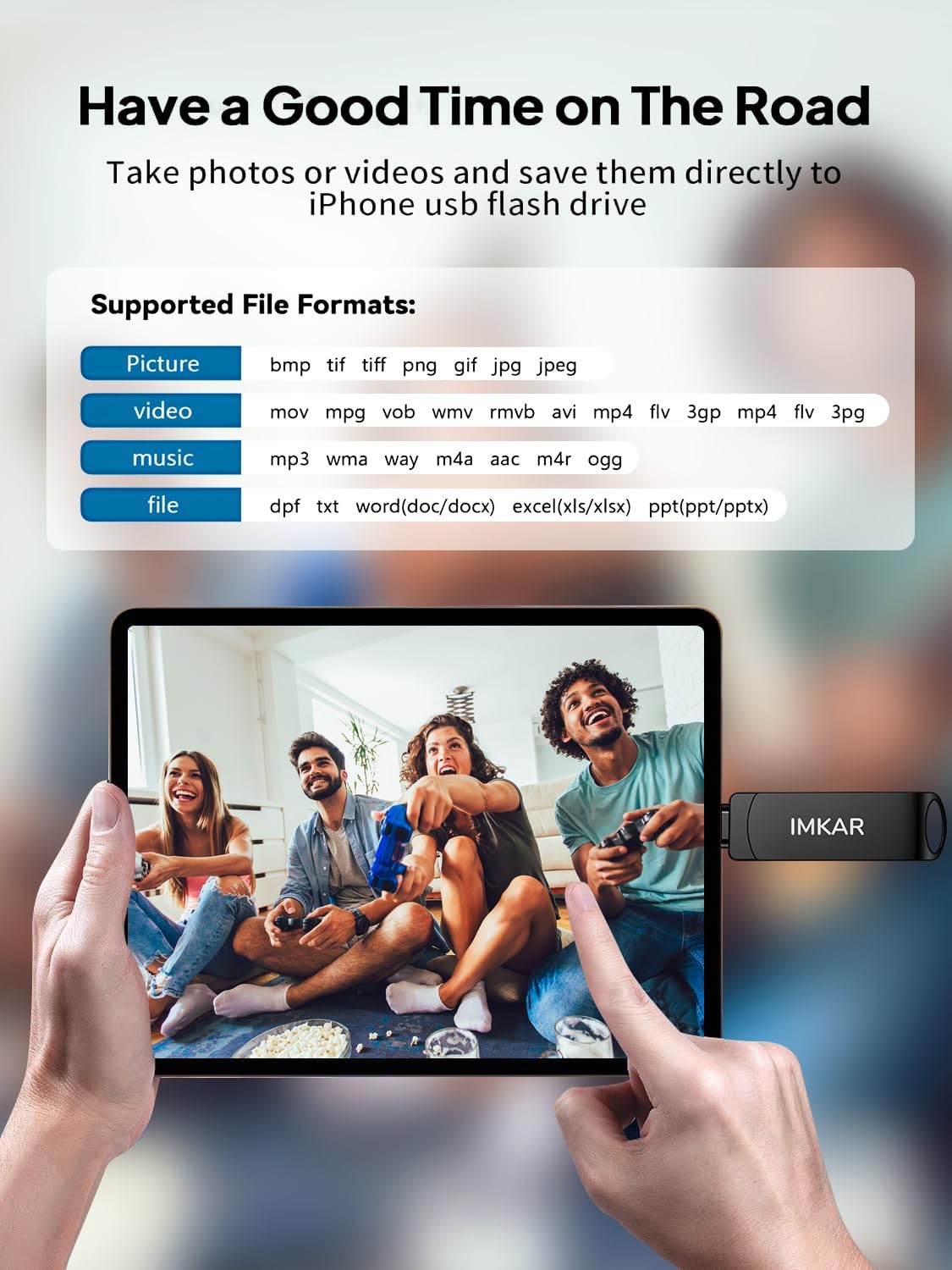 MFi Certified 512GB Flash Drive for iPhone iPad, IMKAR Memory Stick Storage for Photos Videos, Compatible with iPhone iPad Android and PC, Plug and Play No Application Required (Metal Gray)