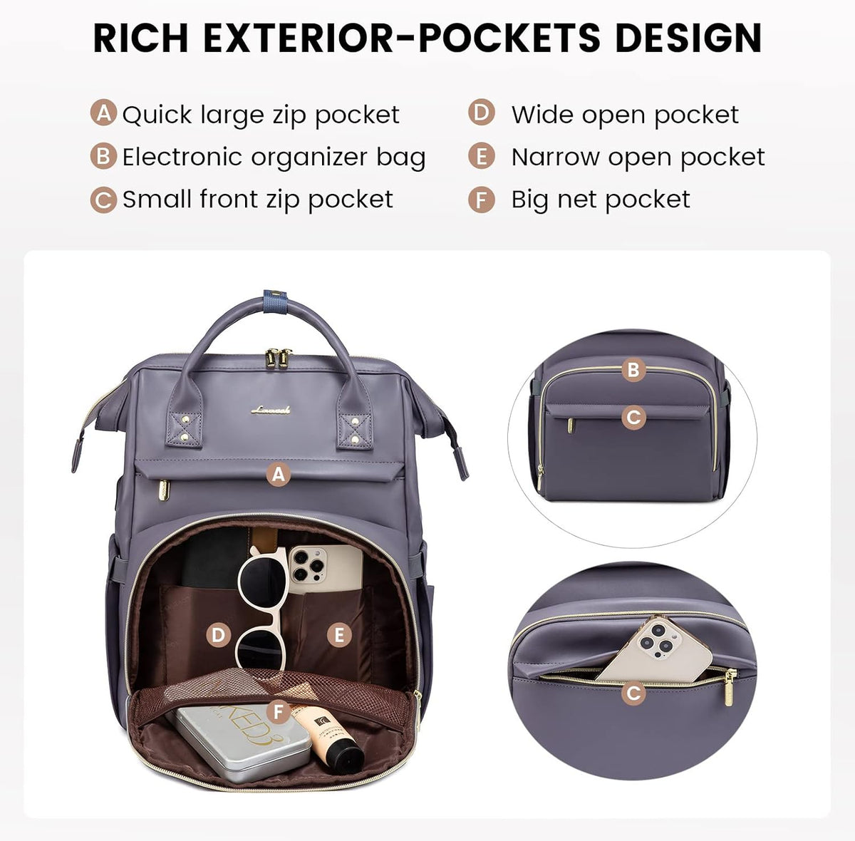 Backpack 15.6 inch,Travel Backpack Backpack Backpack LOVEVOOK Leather Laptop for Women Purse Nurse Teacher Computer
